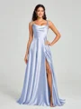 A-line/Princess Square Sweep Train Sleeveless Silk Like Satin Bridesmaid Dress