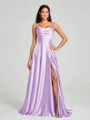 A-line/Princess Square Sweep Train Sleeveless Silk Like Satin Bridesmaid Dress