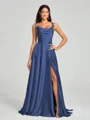 A-line/Princess Square Sweep Train Sleeveless Silk Like Satin Bridesmaid Dress