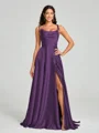 A-line/Princess Square Sweep Train Sleeveless Silk Like Satin Bridesmaid Dress