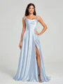 A-line/Princess Square Sweep Train Sleeveless Silk Like Satin Bridesmaid Dress