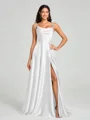 A-line/Princess Square Sweep Train Sleeveless Silk Like Satin Bridesmaid Dress