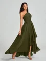 A-line/Princess One-Shoulder Asymmetrical Sleeveless Chiffon Bridesmaid Dress