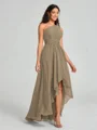 A-line/Princess One-Shoulder Asymmetrical Sleeveless Chiffon Bridesmaid Dress
