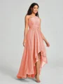 A-line/Princess One-Shoulder Asymmetrical Sleeveless Chiffon Bridesmaid Dress