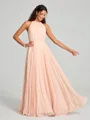 A-line/Princess Halter Floor-Length Sleeveless Chiffon Bridesmaid Dress