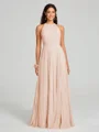 A-line/Princess Halter Floor-Length Sleeveless Chiffon Bridesmaid Dress