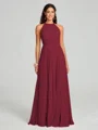 A-line/Princess Halter Floor-Length Sleeveless Chiffon Bridesmaid Dress