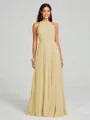 A-line/Princess Halter Floor-Length Sleeveless Chiffon Bridesmaid Dress