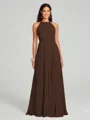 A-line/Princess Halter Floor-Length Sleeveless Chiffon Bridesmaid Dress