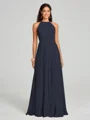 A-line/Princess Halter Floor-Length Sleeveless Chiffon Bridesmaid Dress