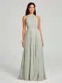 A-line/Princess Halter Floor-Length Sleeveless Chiffon Bridesmaid Dress