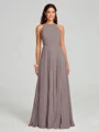 A-line/Princess Halter Floor-Length Sleeveless Chiffon Bridesmaid Dress