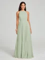 A-line/Princess Halter Floor-Length Sleeveless Chiffon Bridesmaid Dress