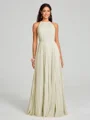 A-line/Princess Halter Floor-Length Sleeveless Chiffon Bridesmaid Dress