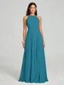 A-line/Princess Halter Floor-Length Sleeveless Chiffon Bridesmaid Dress