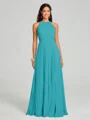 A-line/Princess Halter Floor-Length Sleeveless Chiffon Bridesmaid Dress