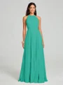 A-line/Princess Halter Floor-Length Sleeveless Chiffon Bridesmaid Dress