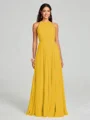 A-line/Princess Halter Floor-Length Sleeveless Chiffon Bridesmaid Dress
