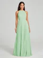 A-line/Princess Halter Floor-Length Sleeveless Chiffon Bridesmaid Dress