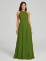 A-line/Princess Halter Floor-Length Sleeveless Chiffon Bridesmaid Dress