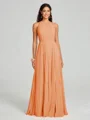 A-line/Princess Halter Floor-Length Sleeveless Chiffon Bridesmaid Dress
