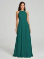 A-line/Princess Halter Floor-Length Sleeveless Chiffon Bridesmaid Dress