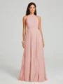 A-line/Princess Halter Floor-Length Sleeveless Chiffon Bridesmaid Dress