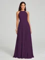 A-line/Princess Halter Floor-Length Sleeveless Chiffon Bridesmaid Dress