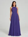 A-line/Princess Halter Floor-Length Sleeveless Chiffon Bridesmaid Dress