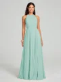 A-line/Princess Halter Floor-Length Sleeveless Chiffon Bridesmaid Dress