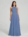 A-line/Princess Halter Floor-Length Sleeveless Chiffon Bridesmaid Dress