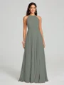 A-line/Princess Halter Floor-Length Sleeveless Chiffon Bridesmaid Dress