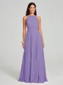 A-line/Princess Halter Floor-Length Sleeveless Chiffon Bridesmaid Dress