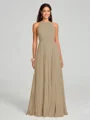 A-line/Princess Halter Floor-Length Sleeveless Chiffon Bridesmaid Dress