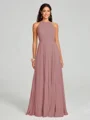 A-line/Princess Halter Floor-Length Sleeveless Chiffon Bridesmaid Dress