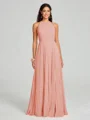 A-line/Princess Halter Floor-Length Sleeveless Chiffon Bridesmaid Dress