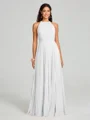 A-line/Princess Halter Floor-Length Sleeveless Chiffon Bridesmaid Dress