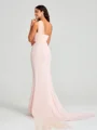 Sheath/Column One-Shoulder Sweep Train Sleeveless Stretch Crepe Bridesmaid Dress