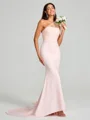 Sheath/Column One-Shoulder Sweep Train Sleeveless Stretch Crepe Bridesmaid Dress
