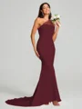Sheath/Column One-Shoulder Sweep Train Sleeveless Stretch Crepe Bridesmaid Dress