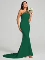 Sheath/Column One-Shoulder Sweep Train Sleeveless Stretch Crepe Bridesmaid Dress