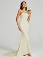 Sheath/Column One-Shoulder Sweep Train Sleeveless Stretch Crepe Bridesmaid Dress