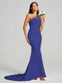 Sheath/Column One-Shoulder Sweep Train Sleeveless Stretch Crepe Bridesmaid Dress