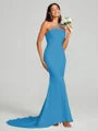 Sheath/Column One-Shoulder Sweep Train Sleeveless Stretch Crepe Bridesmaid Dress