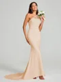 Sheath/Column One-Shoulder Sweep Train Sleeveless Stretch Crepe Bridesmaid Dress