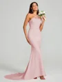 Sheath/Column One-Shoulder Sweep Train Sleeveless Stretch Crepe Bridesmaid Dress