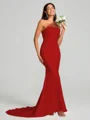 Sheath/Column One-Shoulder Sweep Train Sleeveless Stretch Crepe Bridesmaid Dress