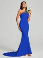 Sheath/Column One-Shoulder Sweep Train Sleeveless Stretch Crepe Bridesmaid Dress