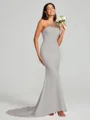 Sheath/Column One-Shoulder Sweep Train Sleeveless Stretch Crepe Bridesmaid Dress